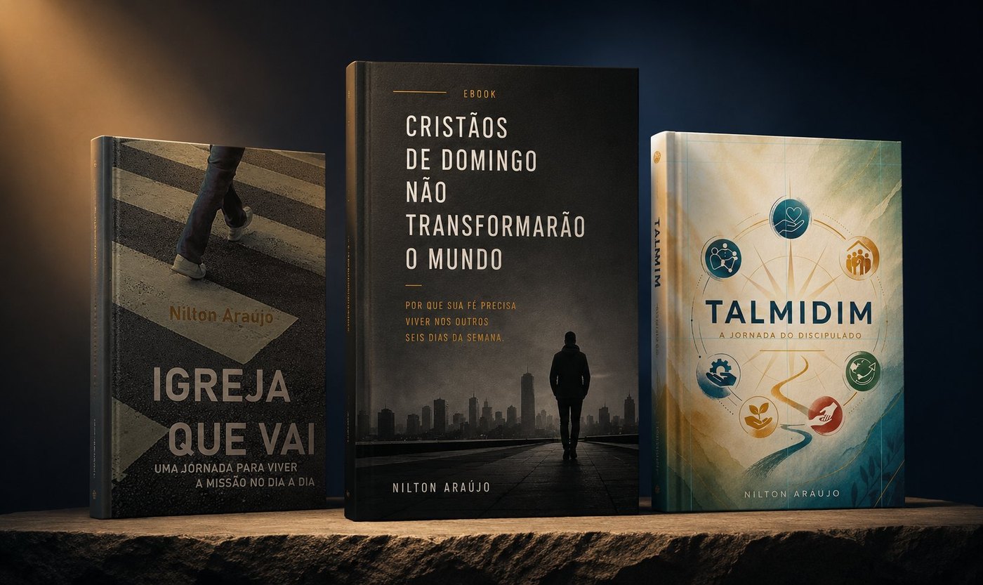 Os três livros de Nilton Araújo: Igreja que Vai, Cristãos de Domingo não Transformarão o Mundo e Talmidim
